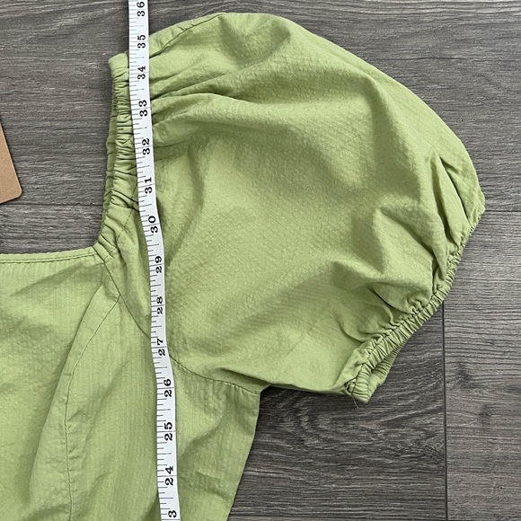 PRINCESS HIGHWAY Puff Sleeve Mini Dress Size 10 Green Boho Cottagecore Cotton - Picture 7 of 7